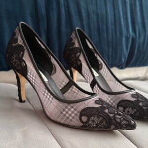 Karl Lagerfeld Black Lace Heels